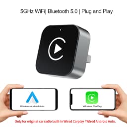 Mini 2IN1 Wireless CarPlay/Android Auto Adapter Plug and Play for VW Toyota Nissan Ford Benz Wired To Wireless for OEM Wired Car