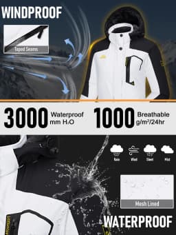 TACVASEN Winter Waterproof Ski Snowboard Jacket Womens Thermal Heavy Fleece Jackets Casual Work Rain Coat Windbreaker Parka