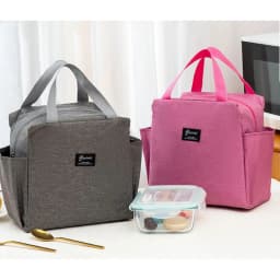 Double Pockets Portable Lunch Bag Lunch Box Insulated Canvas Tote Bag School Lunch Portable Dinner Box Picnic Food Storage