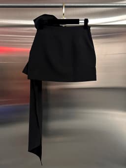 CHICEVER Solid Sexy Spliced Bowknot Mini Skirt For Women High Waist Pathwork Asymmetrical Hem Bodycon Skirts Female Clothing New