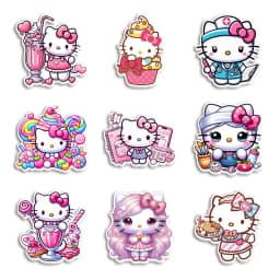 Hello Cat 10pcs/lot San Resin Planar Transparent Glitter Acrylic Flatback for Charms DIY Bow Craft Supplies Phone Case Decor