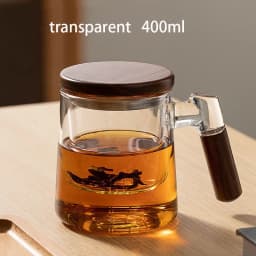 200/400ml Glass Tea Cup With Infuser Steeper And Lid For Loose Leaf Tea Wood Handle Blooming Tea Diffusers Filter Mug Teaware