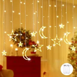 LED Star Moon String Light Warm/Multicolor Christmas Garland Lamp Battery Powered LED Curtain Fairy Lamp for Room New Year Decor