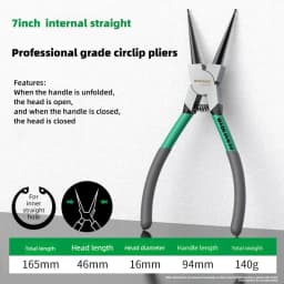 BAOLIAN 7'' Circlip Plier Set Long Nose Straight Bent Pliers Inner & Outer Snap Ring Remover Tool for Retaining Rings