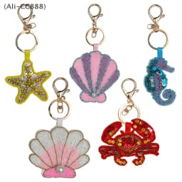 Cute Conch/Starfish/Crab/Seashell Appliques Embroidered Beaded Decals Keychains DIY Bags Charms Ocean-theme Hanging Ornament