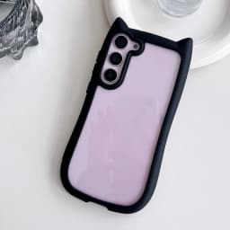 Cute Cat Ear Transparent Case For Samsung Galaxy S26 Ultra S26 S25 S24 S23 Plus S26 EDGE Soft Border Shockproof Cover S26
