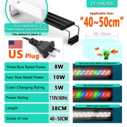 Aquarium LED Light Super Slim Fish Tank Aquatic Plant Grow Lighting Waterproof Bright Clip Lamp RGB LED 20-63cm for Fish Tank