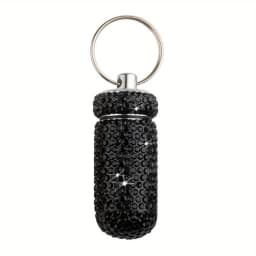 Bling Rhineston Pill Container Portable Pill Bottle Case Waterproof Travel Medicine Box Beautiful Holder Storage with Keychain
