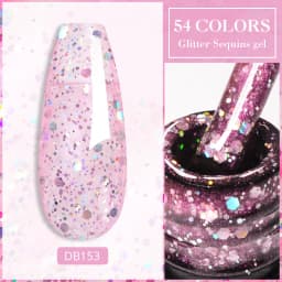 Mtssii Reflective Glitter Gel Pink Sparkling Sequins Gel Nail Polish Soak Off UV Nail Gel Semi-permanent Nail Art Decoration
