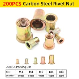 BT-606 Riveter Gun Tool Threaded Hand Rivet Nut Gun M3 M4 M5 M6 M8 Double Insert Manual Double Handle Riveter Tool 200pcs Nuts