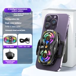 K32 Clip-on Semiconductor Phone Cooler with Digital Display Smart Thermo Dual-core RGB Lights Universal for SmartPhones