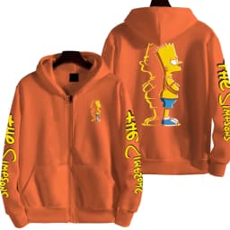 Cartoon Anime The Simpsons Men's Bart Simpson Zipper Hoodie Outdoor New Women's Sportswear Spring and Autumn Fashion Couple Coat