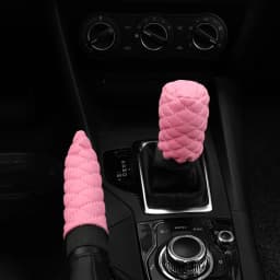 2 Sets PU Leather Stereo Embroidery Car Handbrake Cover Handle Set Manual Gear General Automotive Supplies
