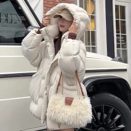 High-End Down Jacket Women 2026 Winter Thicken Cream Puff-Like Warm Hooded Loose White Duck Down Fashion Women Down jacket H575