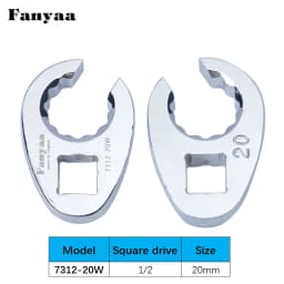 Fanyaa Flare Nut Clamp Tool Plum Open End Tubing Wrench Head 1/2 Inch 20-32mm Individual Hand Tool Fully Polished Chrome Plated