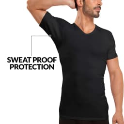 WESPROJECT Men Lancin Modal Sweatproof Anti T Shirt Against Underarm Sweat Proof Slim Fit V Neck T-Shirt