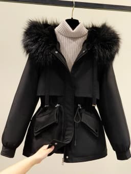 Women's down Cotton Jacket Short Thickened Winter New Style Fleece Lined Parka Korean Version Loose Cotton Coat
