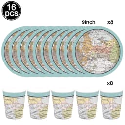 Global Travel Disposable Tableware Plates Cups Hanging Spiral Cake Topper Balloons Adventure Retirement Graduation Party Decor