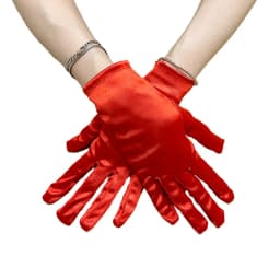 Women Satin Solid Short Wrist Gloves Smooth Evening Party Formal Prom Costume Stretch Gloves Red White Etiquette Wedding Gloves