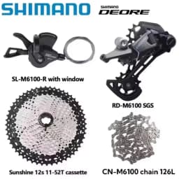 SHIMANO DEORE M6100 Groupset SL RD CN CS M6100 For 1x12s MTB Rear Derailleur 10-51T Cassette Sunshine K7 DEORE 12S 4pcs Kit