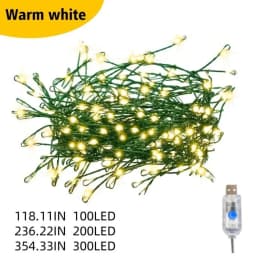 USB Dark Green LED Firecracker Light with 8 Flashing Modes for Decorating Christmas Trees, Ceilings, Bedrooms, windows
