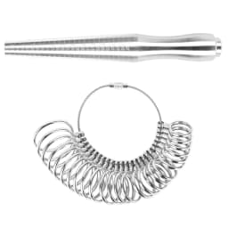 PHYHOO Russian Metal Ring Sizer Set Measuring Ring with Rings Mandrel Sizer Finger Sizing Measuring Stick Ring Jewelry Tools Set