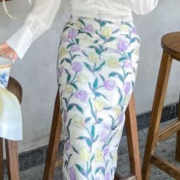 Matakawa Jacquard Floral Skirts for Women Spring Summer Sweet Korean Fashion Faldas Mujer Elegant Office Lady Long Skirt