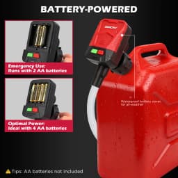 SEDY Automatic Fuel Transfer Pump with Auto-Stop Sensor(3.2 GPM), Battery Operated Gas Can Pump with 3 Can Adapters