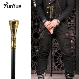 Gold Black Stripes Round Metals Walking Cane Gentleman Collections Fashion Elegant Walking Stick Photography Props Party Sceptre