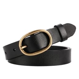 Women's Genuine Leather Belt 2.3cm Wide Two-Layer Cowhide Metal Pin Buckle Simple Fashion for Jeans