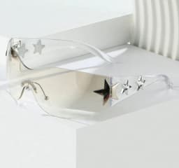1PC Large Frame Women Multicolor Y2K Glasses Star Glasses Bohemian Style Suitable For Parties And Trips Summer Party