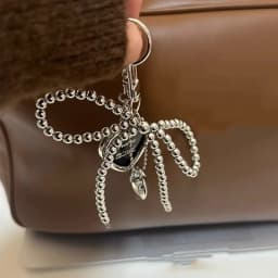 Korean Styles Bag Charm Lovely Heart Keychain Backpack Handbag Pendant Ornaments Bows Keyrings Fashion Keyholders