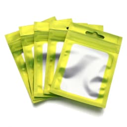 50pcs Colorful Foil Zip Lock Bags With Transparent Window Reusable Hanging Bags For Jewelry Display And Packaging