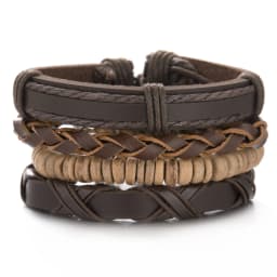 4Pcs/Set Braided Wrap Leather Bracelet for Men Women Vintage Yin Yang Infinity Wood Beads Charm Bracelets Male Wristband Jewelry