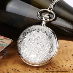 Silver Vintage Quartz Pocket Watch Rotable Hearts Patterns Full Hunter Necklace Pendant Pocket Clock Men Women New Arrival 2022