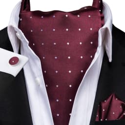 Men's Ascots Fashion Luxury Solid Plaid Check Dot Cravat Set with Cufflinks and Handkerchiefs for Daily Casual Outing