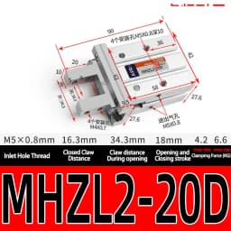 MHZL2 Pneumatic Gripper Double Acting Air Finger Cylinder 10S 16S 20S 25S 16D 20D 25D Parallel Gripper