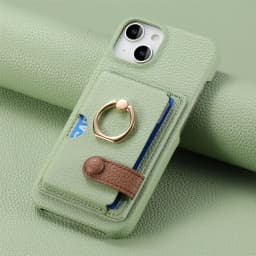 Leather Ring Support Phone Case for IPhone 17 Air 16E 18 16 15 14 13 12 11 Pro Max Plus Wallet with Card Holder Shockproof Cover