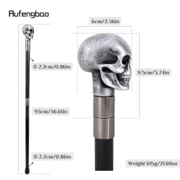 Silver Resin Skull Walking Cane Fashion Decorative Stick Elegant Cosplay Cane Knob Crosier 94cm Performance Stage Cane