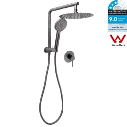 **Sydney Stock** KYLINS 2 In 1 Shower Head Set Round 8/10/12/16'' Rainfall Head Gooseneck Arm Mixer Taps Set Gun Metal Grey WELS