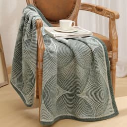 Luxury Circular Arc Printed Thread Blanket 120X150Cm Portable Airplane Blankets for Travel Skin-Friendly Nap Shawl for Office