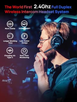 SYNCO XTALK X2 X5 2.4G Wireless Intercom Headset System 2-Person 350M 1148FT 24H Working Time Noise Reduction for Video Shooting