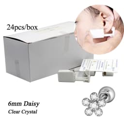 24pcs/Box Disposable Ear Piercing Gun Safe Ball Clasps Mini Daisy Crown Earring Piercer Machine Tool For Adult Kids Wholesale