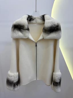 2026 Winter Women's Real Natural Rex Rabbit Fur Collar Coat Wool Cashmere Jacket Luxury Warm Thick Female Coat