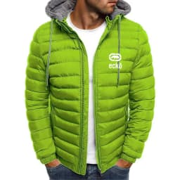 Men's winter cotton jacket with Ecko Ultra rhinoceros print logo High neck design, zipper closure, Kuaixi street style, casual a