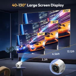 XGODY Gimbal 3 Pro Portable Projector, Native 720P 300 ANSI 4K Supported, Android 14 WiFi 6 BT 5.4, Vertical Auto Keystone Correction Wireless Mirroring, 20-120 Inch Camping Movie Gaming Projector with HDMI USB