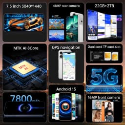 K-Touch A17 Pro Max Mobile Phones 7.3 Inch Smartphone 5G Dual Card Cell Phone Android 15 Cheap 16+48MP Camera 7800mAh WIFI GPS Global Version Cellphones