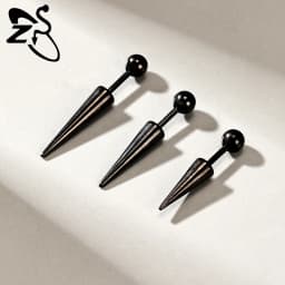 ZS 1 Piece Punk 18G Stainless Steel Stud Earring Men Women 6/8/10/12/15/17MM Long Spike Shape Helix Cartilage Piercings Jewelry