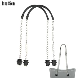 New Tanqu 1 Pair Silver Long Thick Single Chain with OT Metal Buckle Black Screws for Obag O Bag Handles for Women Bag Handbags