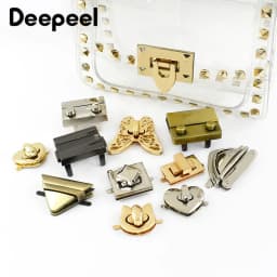 Deepeel 2Pcs Metal Lock Buckles for Women's Bags Turn Twist Locks Shoulder Bag Decor Closure Latch Clasp DIY Hardware Accessory
